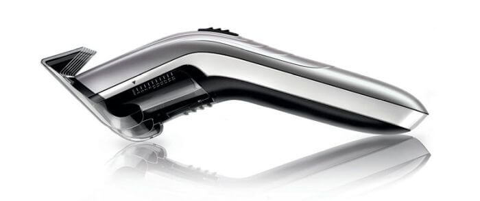 The Norelco QC5130 hair cutting machine has a clean, lightweight body design.