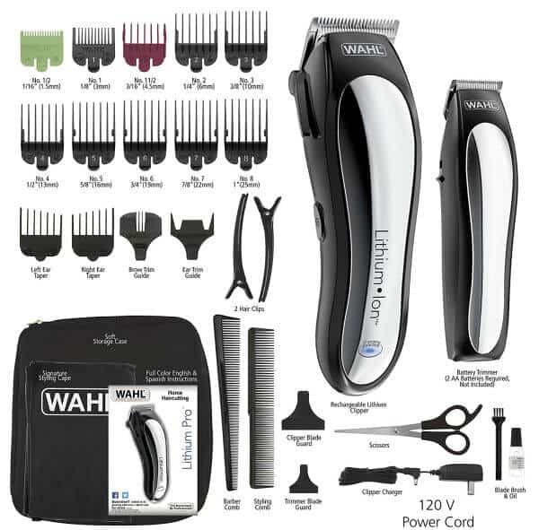 The whole kit of accessories for the popular Lithium Ion clipper combo.